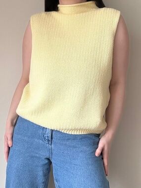 Knit Rollneck Sleeveless Sweater in Butter Yellow